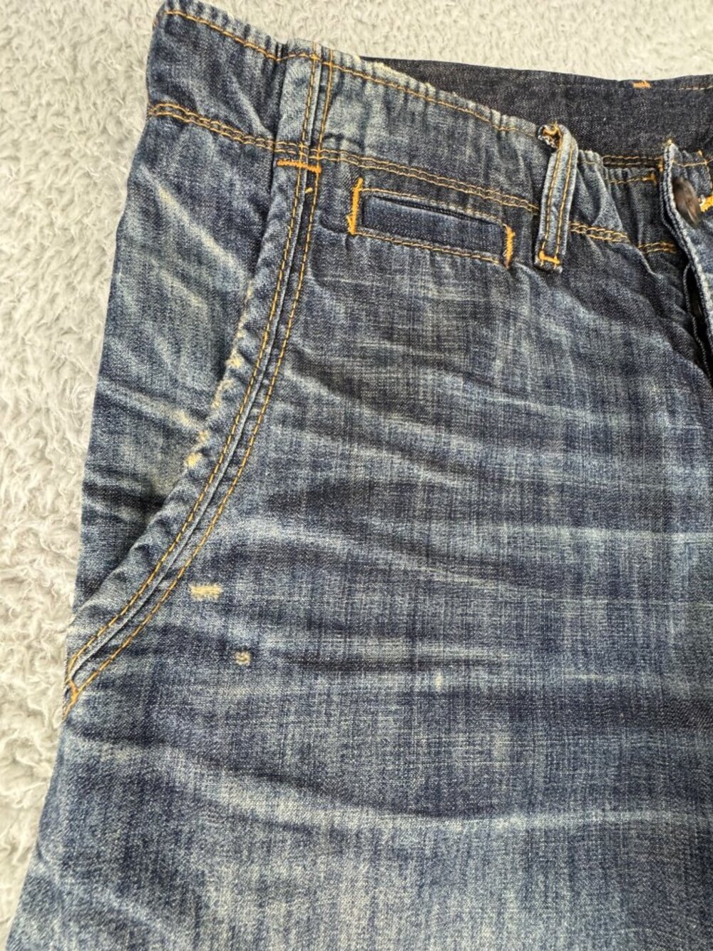 Denim Shorts True Religion 32 Austin Distressed Button Fly Bermuda Retro Y2K - Picture 8 of 14